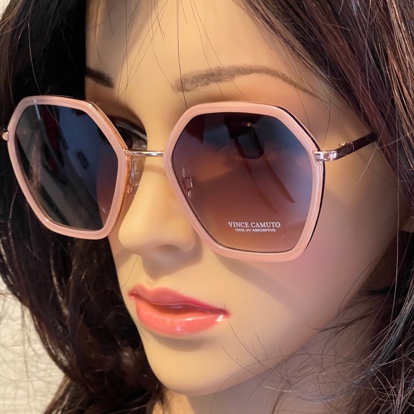 VINCE CAMUTO Metal Geometric Sunglasses In Rosegold 100% UV Protrction V…